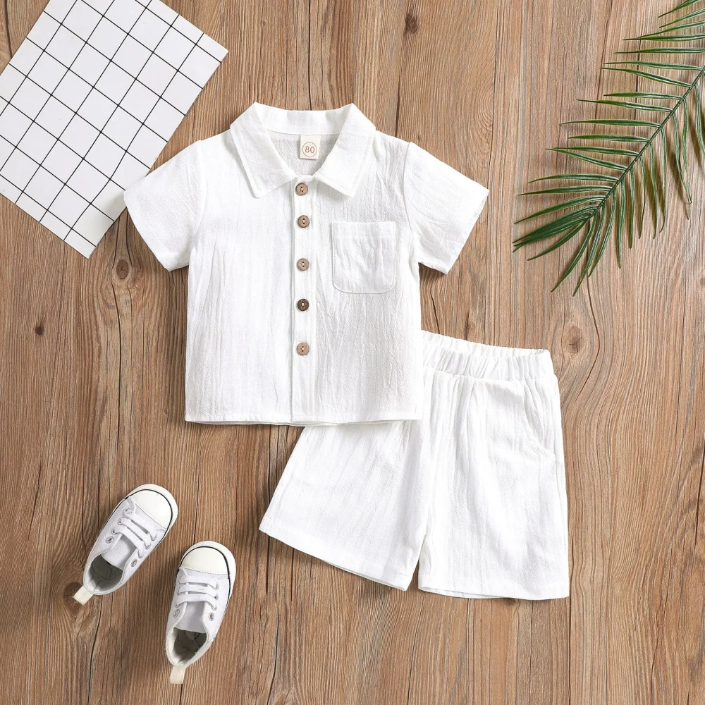 White two piece set short sleeves shorts