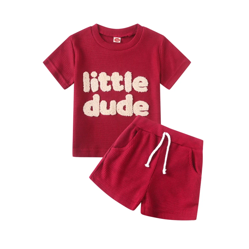 Red two piece set short sleeves shorts