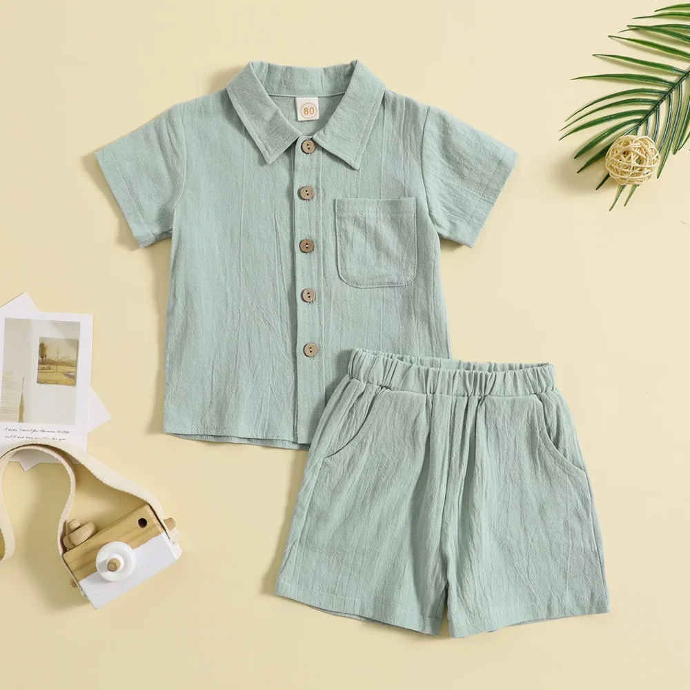 Bean Green Two-piece Set Short Sleeve Shorts
