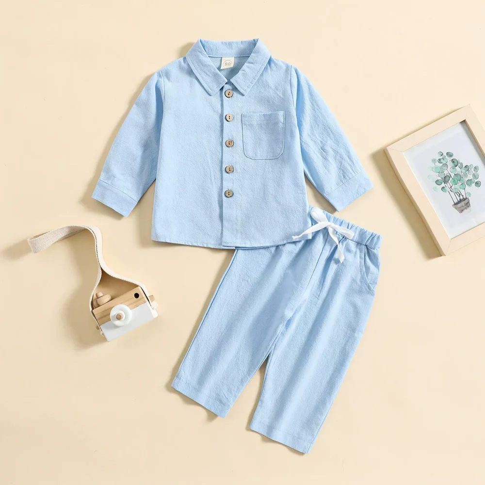 Light blue long-sleeved top trousers