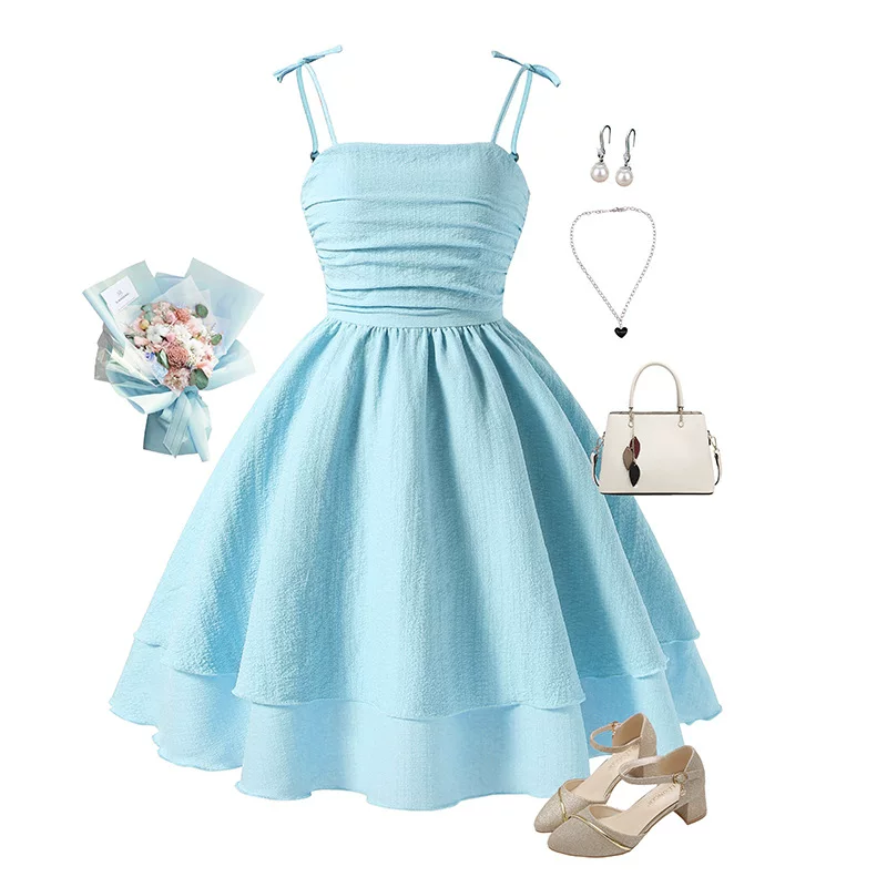 Sky blue single skirt