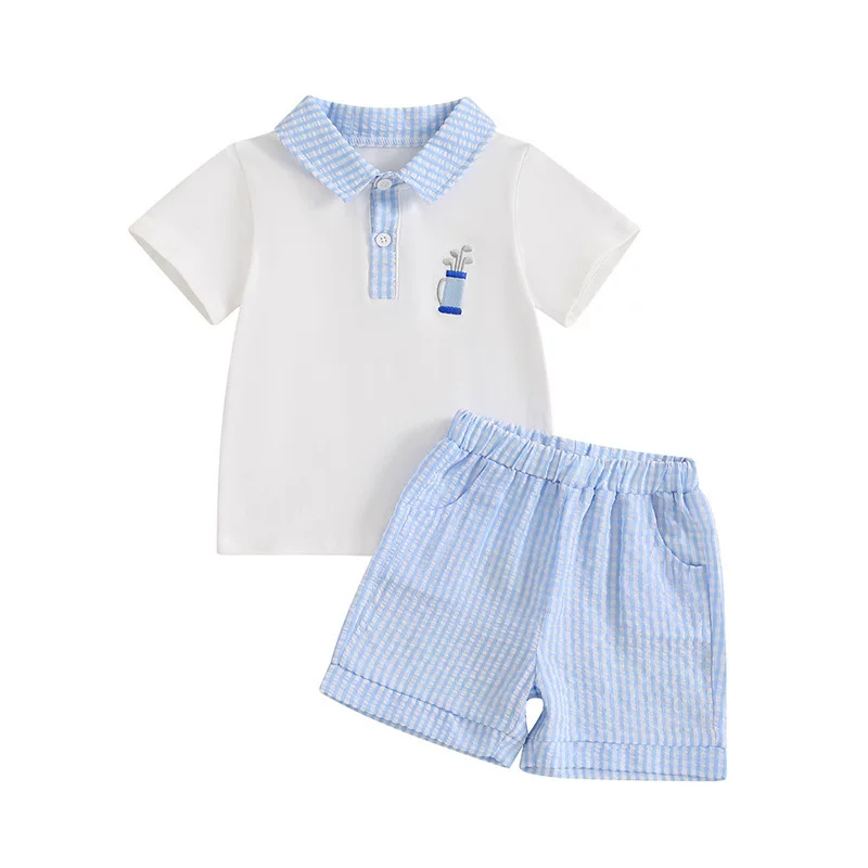 Blue two piece short sleeve shorts