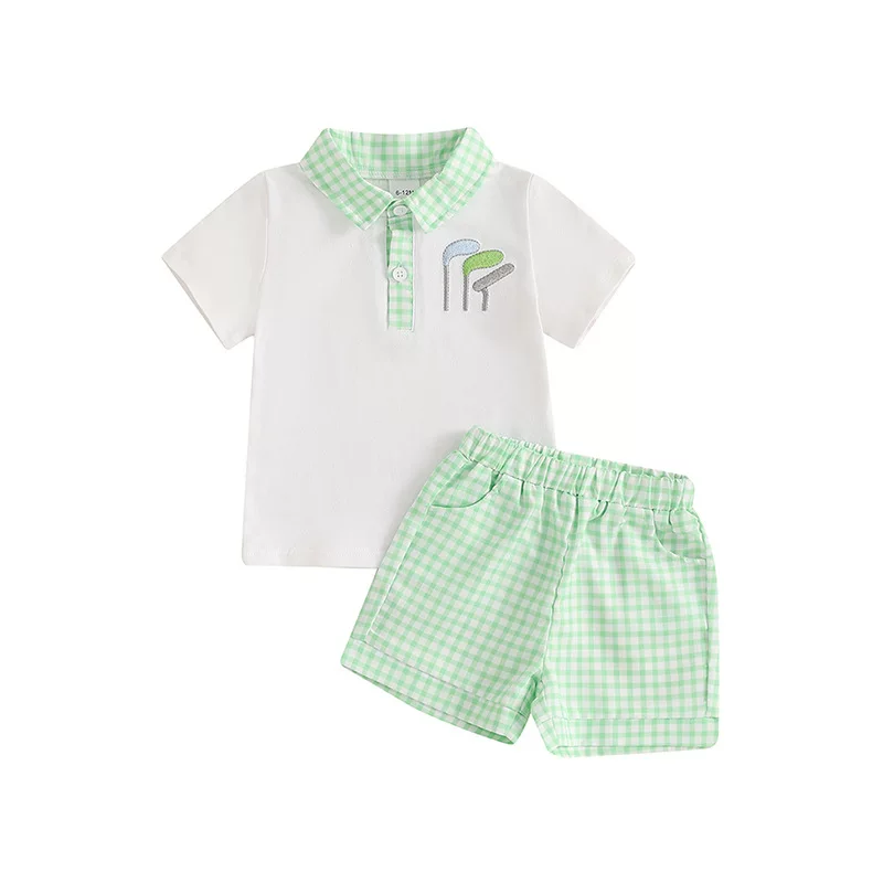 Light green two-piece set short-sleeved shorts
