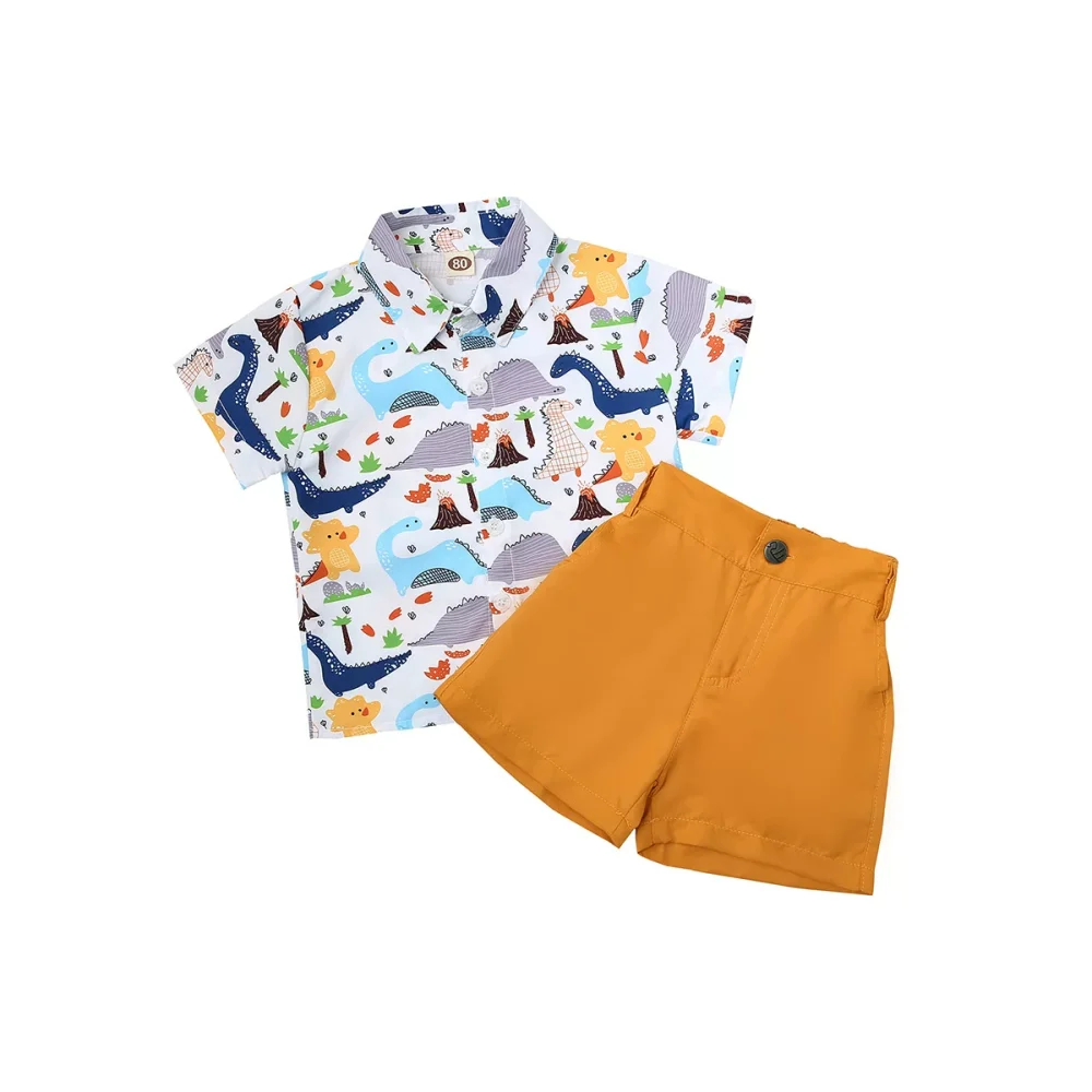 Yellow two-piece shirt shorts