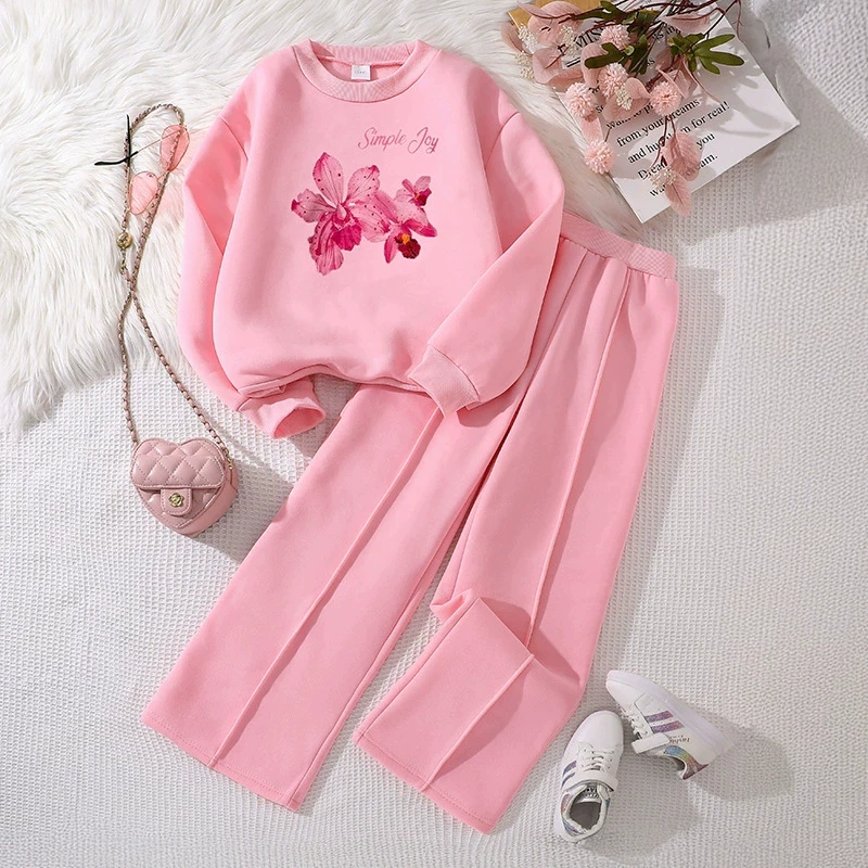 Peach two-piece sweatshirt and trousers