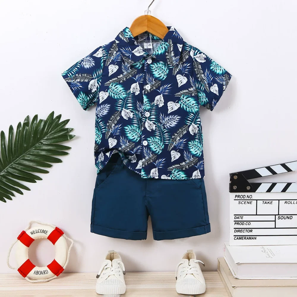 Blue short sleeve shirt shorts