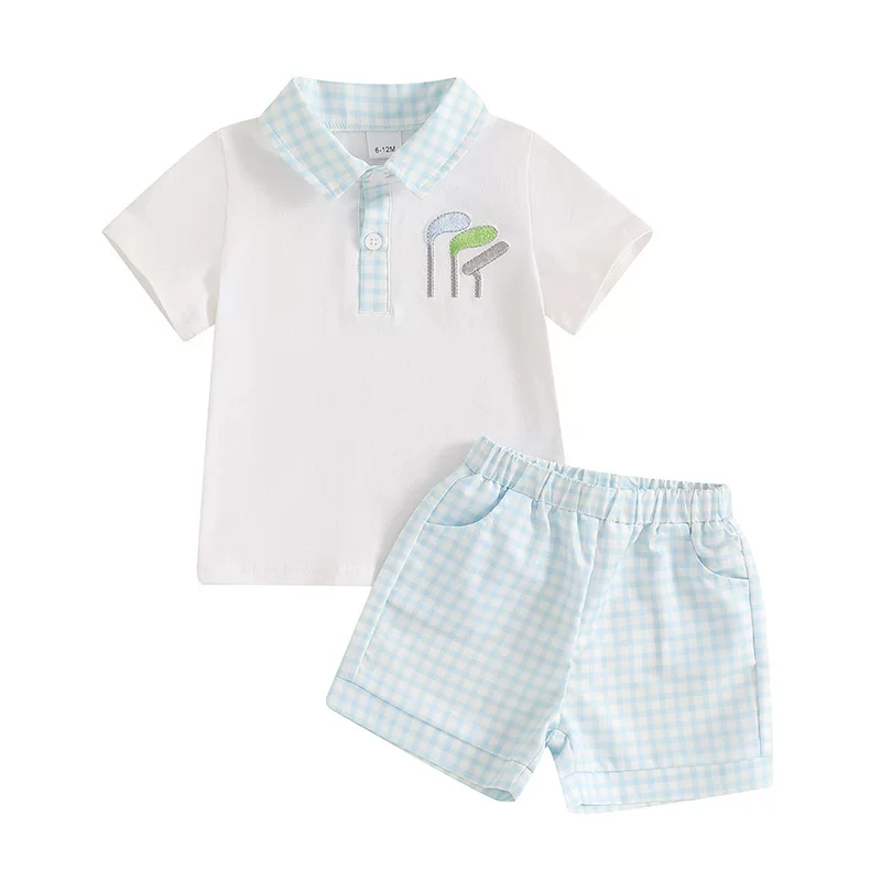 Light blue two-piece set short-sleeved shorts