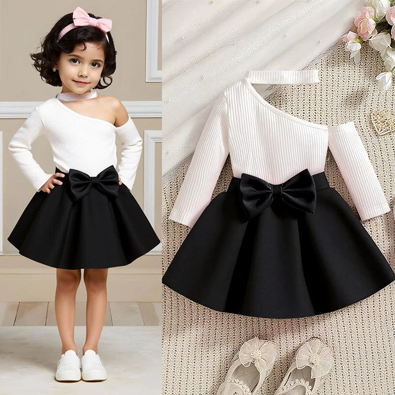 White black two piece suit top skirt