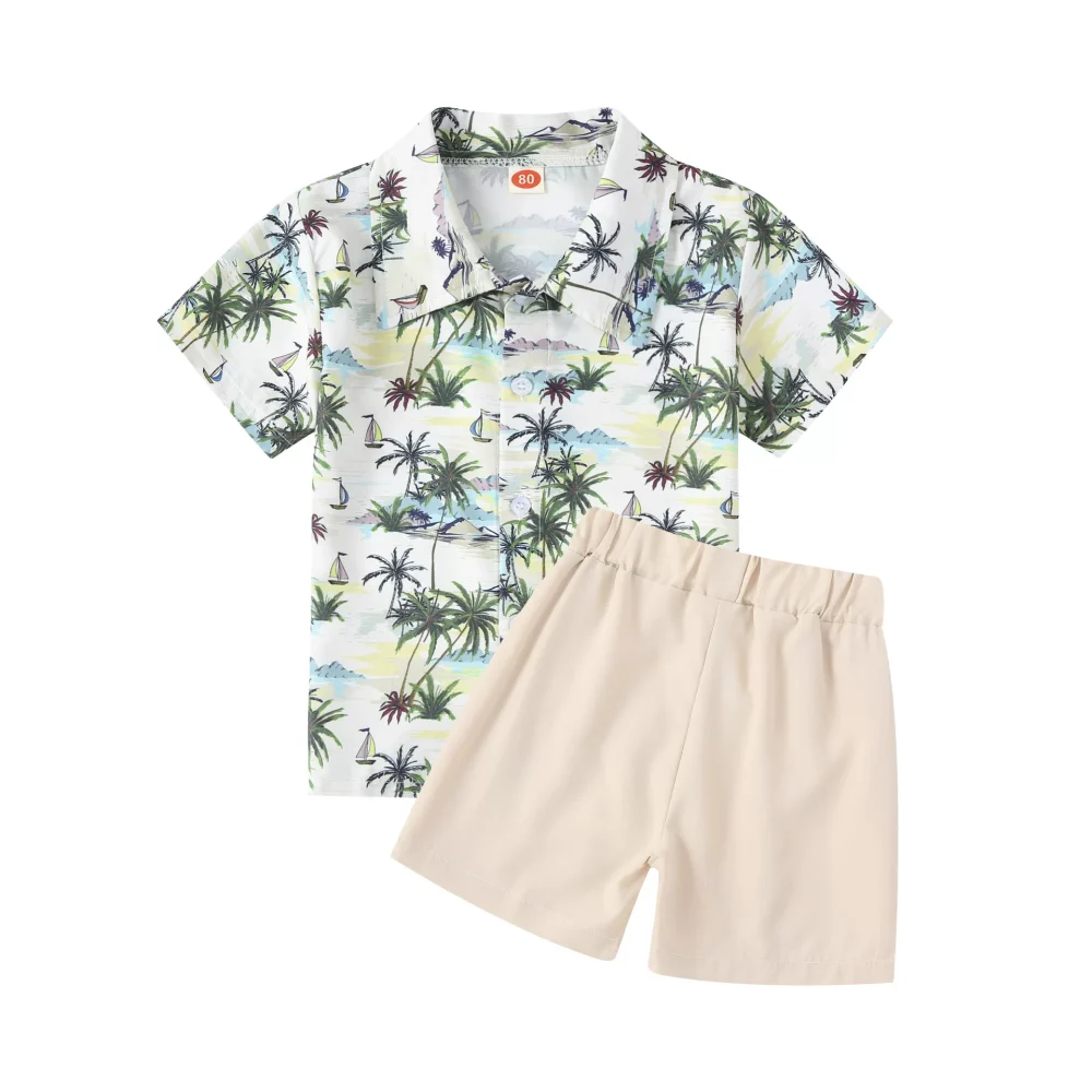 Apricot two-piece suit shirt shorts