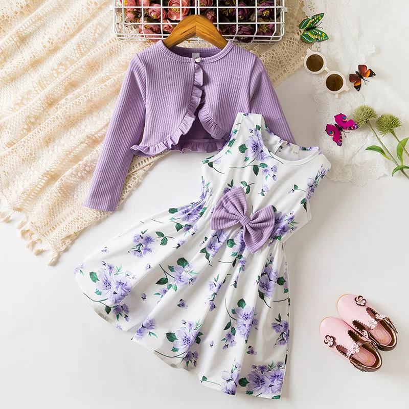 Purple two-piece jacket dress