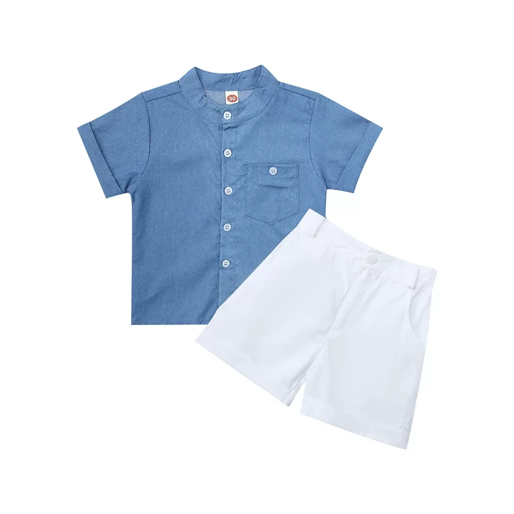 Light blue two-piece shirt shorts