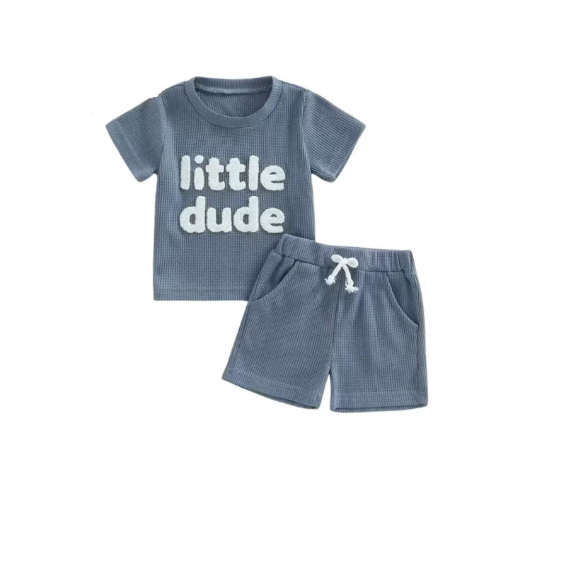 Blue two piece short sleeve shorts