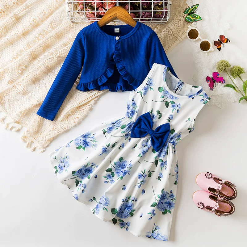 Royal blue two-piece suit jacket dress