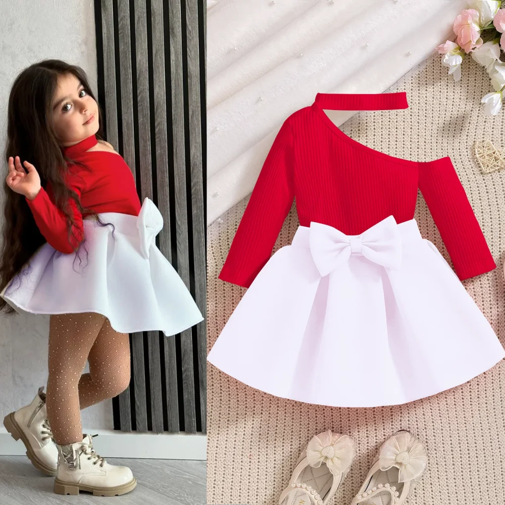 Bright red and white two-piece suit top and skirt