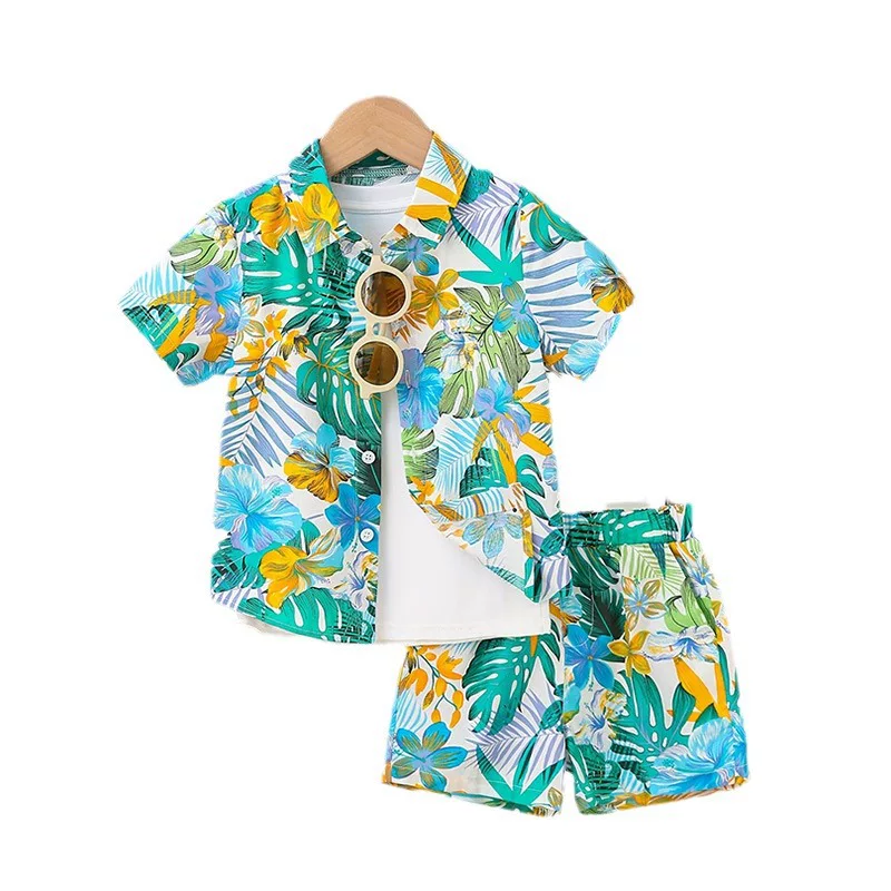 Green two-piece shirt shorts