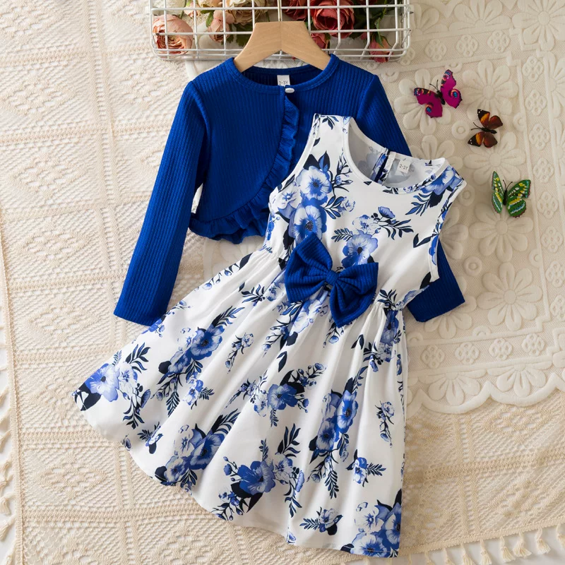 Blue two-piece jacket dress