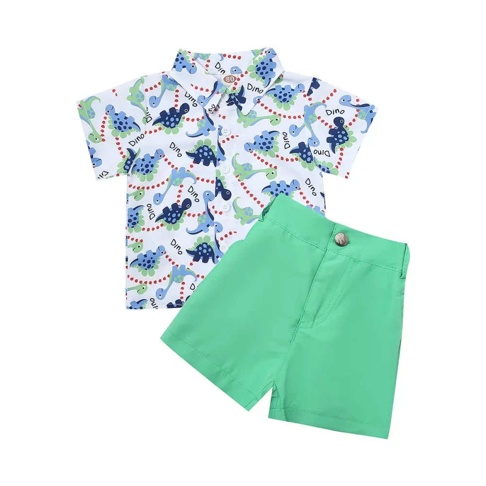 Green two-piece shirt shorts