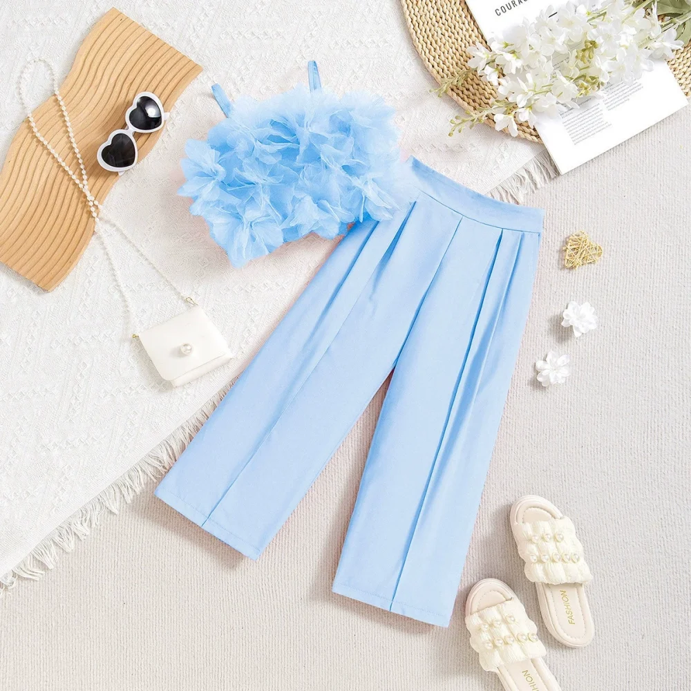 Sky blue two-piece suit tops and pants