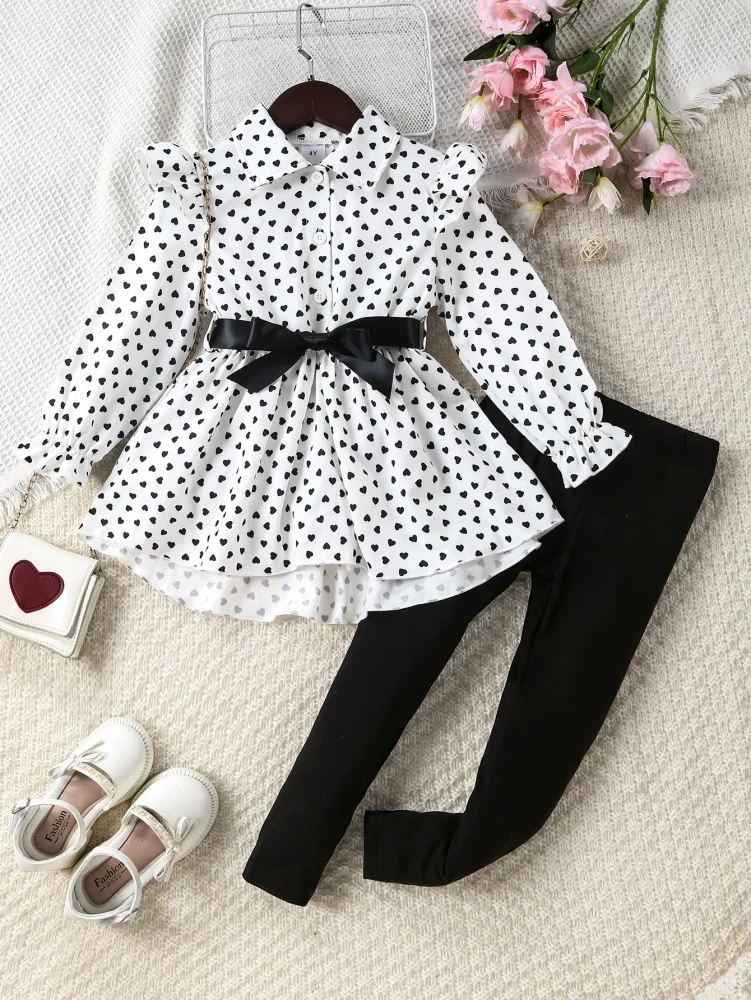 Black and white two piece suit shirt leggings