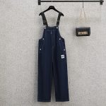 plus Size  Cargo Overalls High Waist Loose Jumpsuit