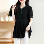 Large Size Elegant Slimming Chiffon T-shirt Top Short Sleeve Trendy Shirt