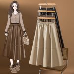 plus Size New High-Grade Retro High Waist Slimming and Fashionable Drape Leather Skirt