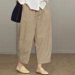 Japanese Style Literary Arts Pure Cotton Cropped Wide Leg Pants