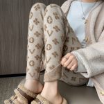 Mink velvet Jacquard Leggings Fleece-Lined Stretch Slim Leg Pants