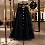 Plus Size Elegant Mesh Patchwork Layering Commuting Half-length Skirt None Belt