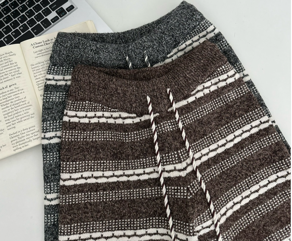 Coffee Color Striped Pants