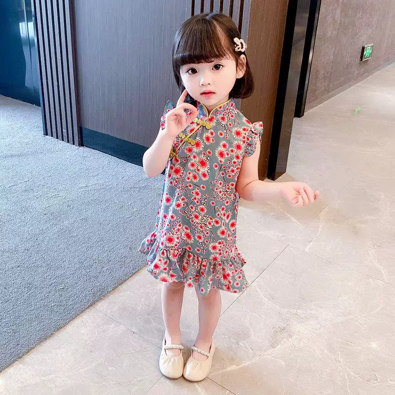 Red floral floral dress