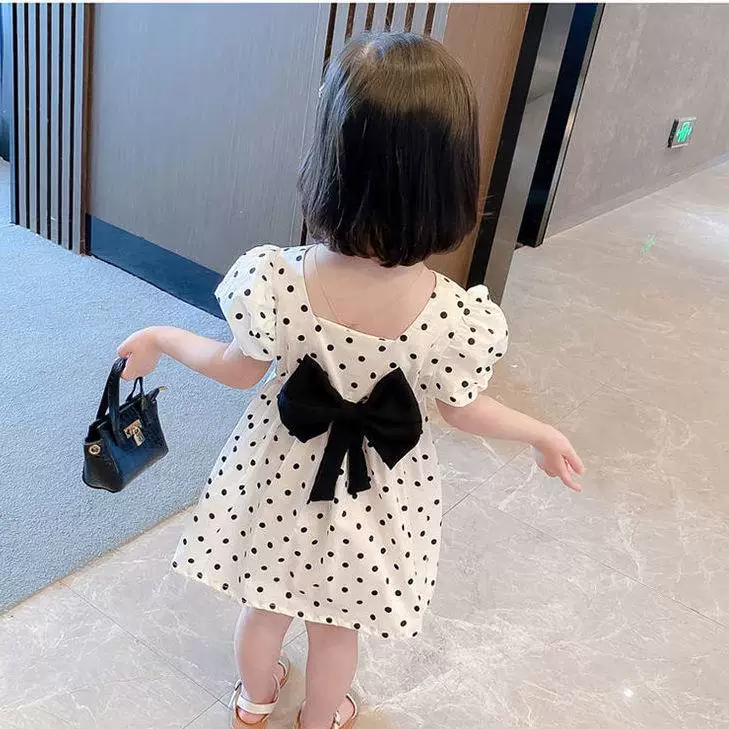 White polka dot midi skirt