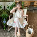 Girls dress summer dress 2024 new style western vest dress summer children's princess dress