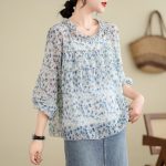 Chic Top Puff Sleeve Shirt Peter Pan Collar blouse