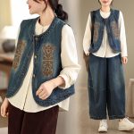 Loose Fit Casual Fashion Literary Arts Versatile Embroidery Denim Vest