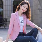 Pink Suit Jacket Women's Slim-Fit Tight Waist Stylish Thin Small Suit Jacket