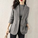 Superior Sense Jorg gray Suit Woolen Cloth Coat for Women Thickened Casual Loose Fit Small Suit