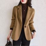 Camel Suit Woolen Coat for Women 2026 Petite Autumn and Winter New Style Long Sleeve Woolen Coat