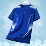 Casual Sports Ice Silk T-Shirt Young Men Short Sleeve Lightweight Speed Dry Ice Silk Round Neck Top