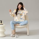 Pajamas Women Pure Cotton Round Neck Long Sleeve Long Pants Spring Autumn New Style Cartoon - The Casual Wear Home Service Set