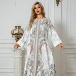 Elegant printed abaya with a relaxed fit and flowing silhouette  style for everyday wear