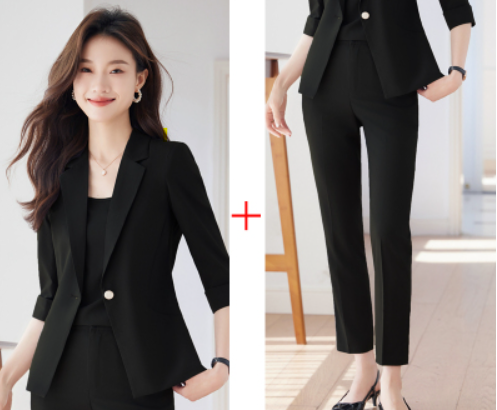 Black suit cropped pants