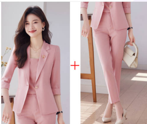 Pink Suit + Cropped Pants
